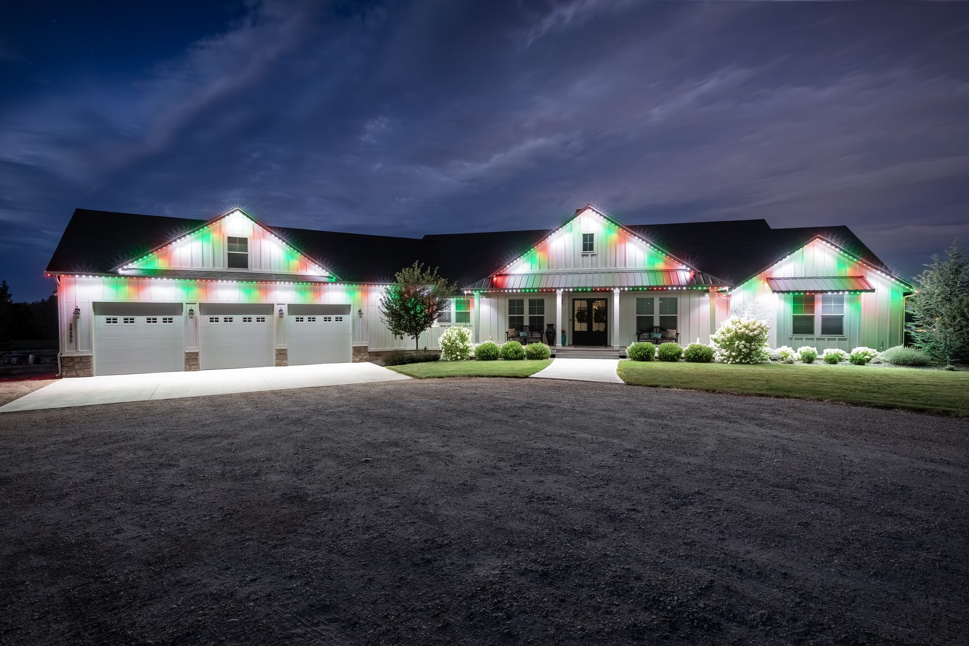 Home with Holiday permanent lighting